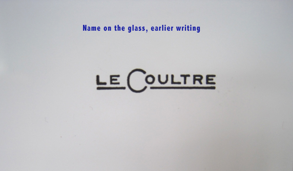 jaeger LeCoulte emblem on front glass